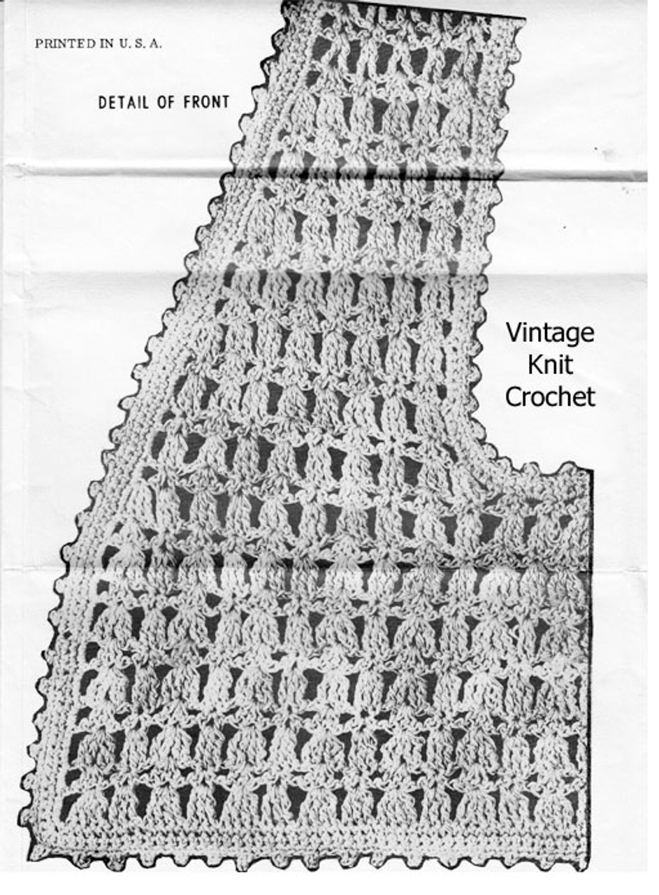 Crochet Pattern Stitch Illustration for Crocheted Vest in Shell Stitch Design 7157