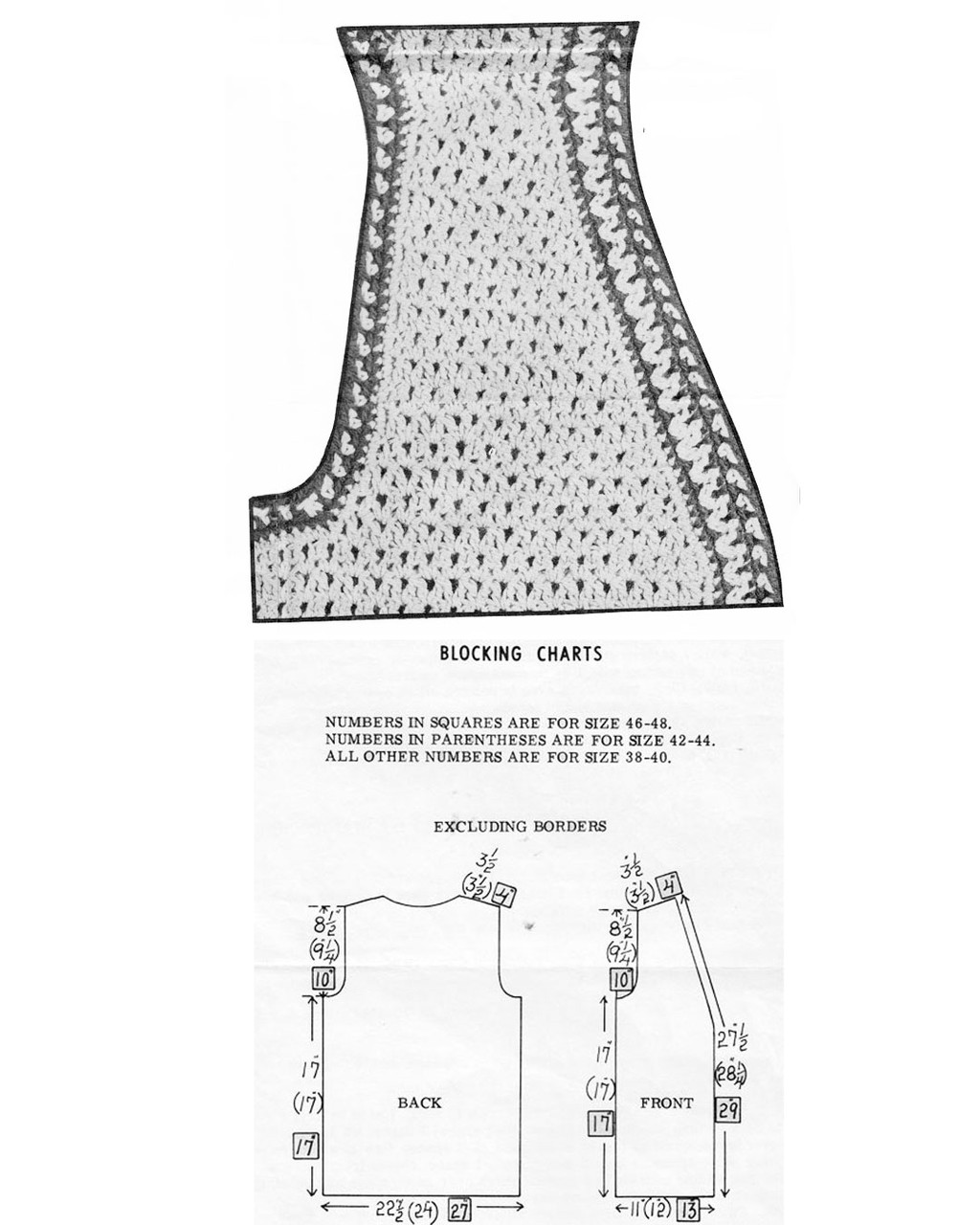 Womens Crochet Plus Size Vest Pattern with contrast trim Mail Order