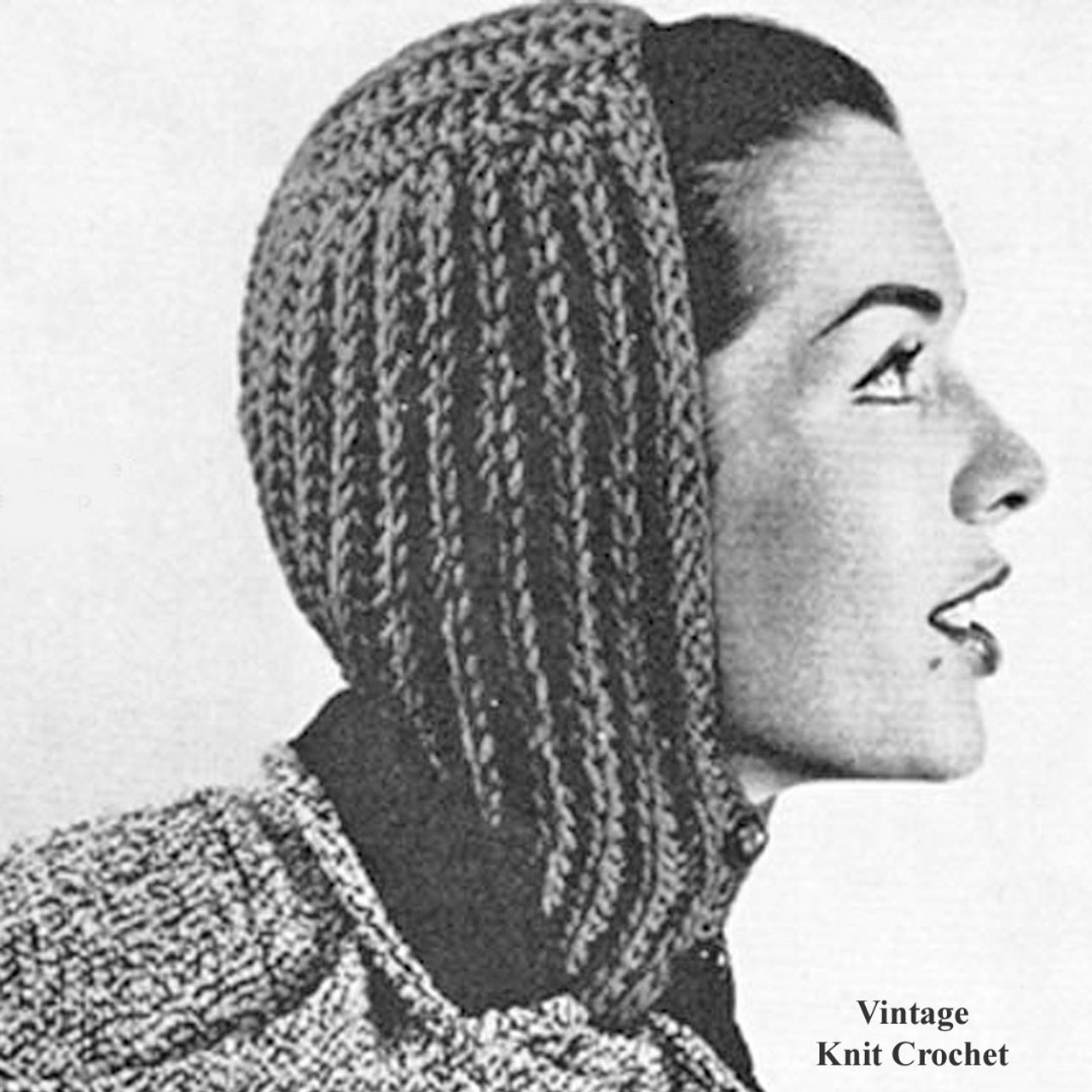 Vintage Big Needle Knitted Helmet Pattern, Ribbed Stitch