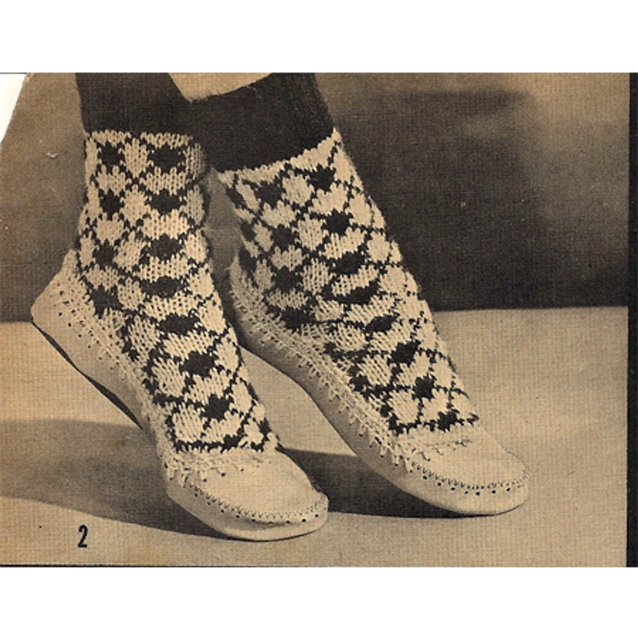 High Top Slippers Free Knitting Pattern, Vintage 1950s