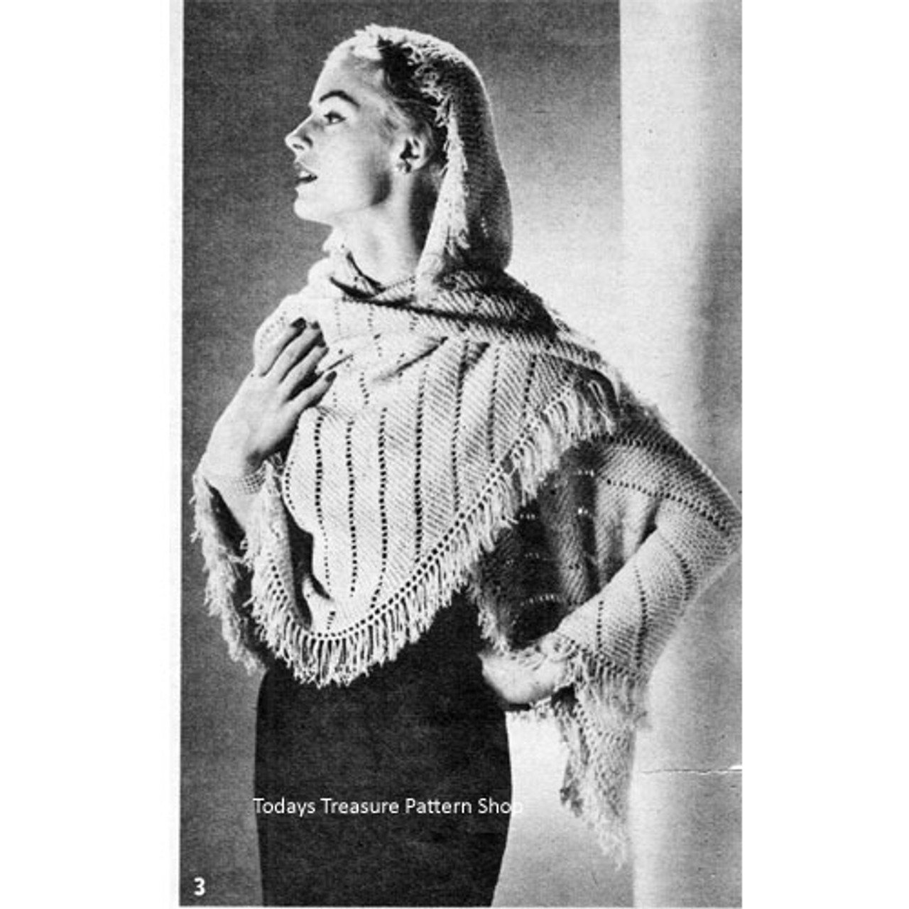 Knitting Pattern Beaded Shawl with Fringe