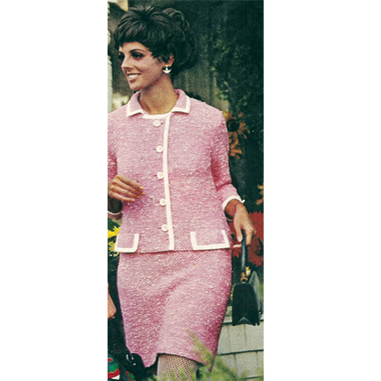 Knitted Dress Jacket Pattern with contrast trim