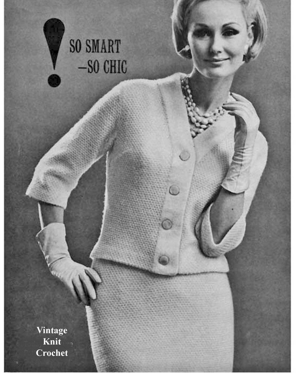 Knitted Jackie O Two Piece Suit Pattern, jacket Skirt