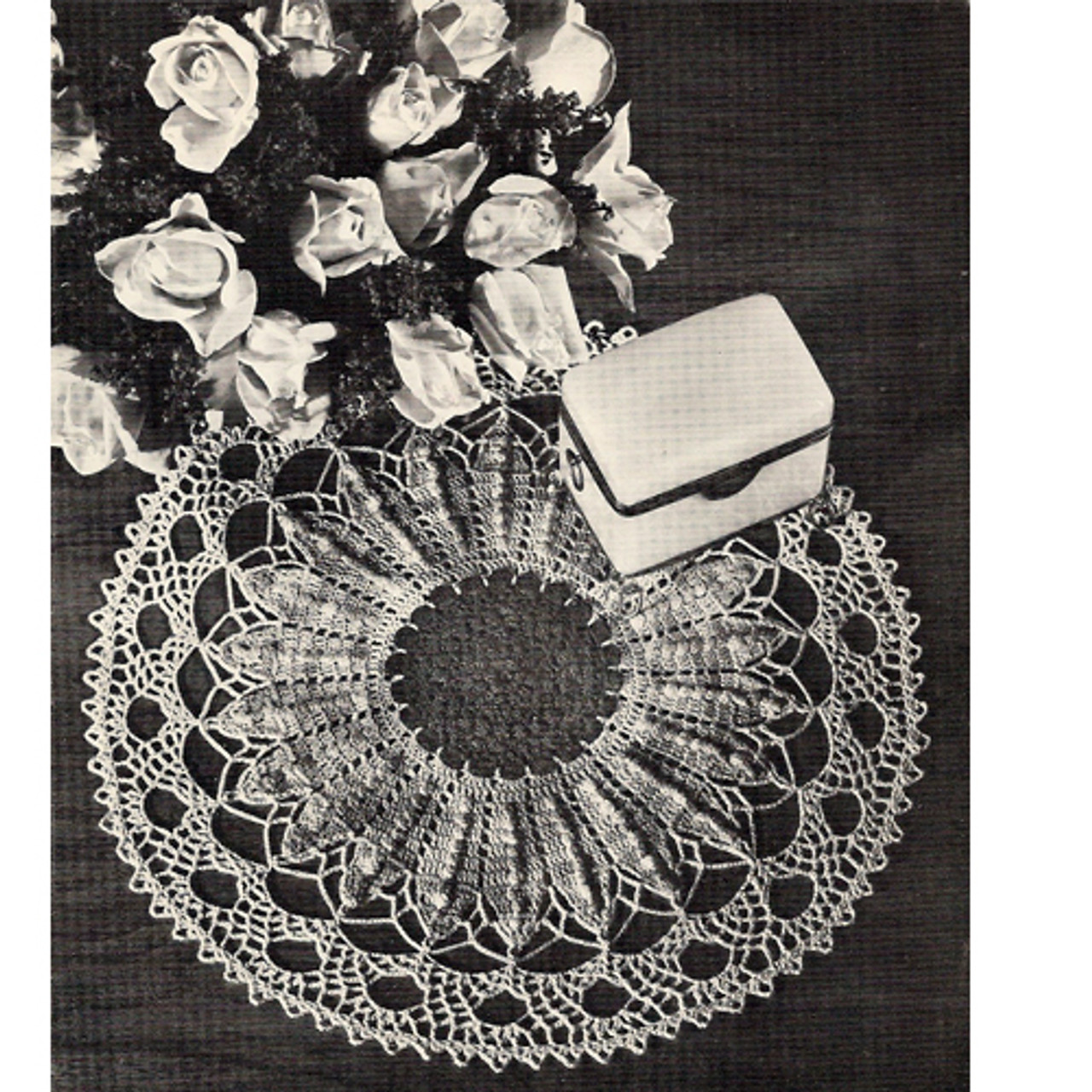 Crocheted Sunflower Doily Pattern, Vintage 1960s
