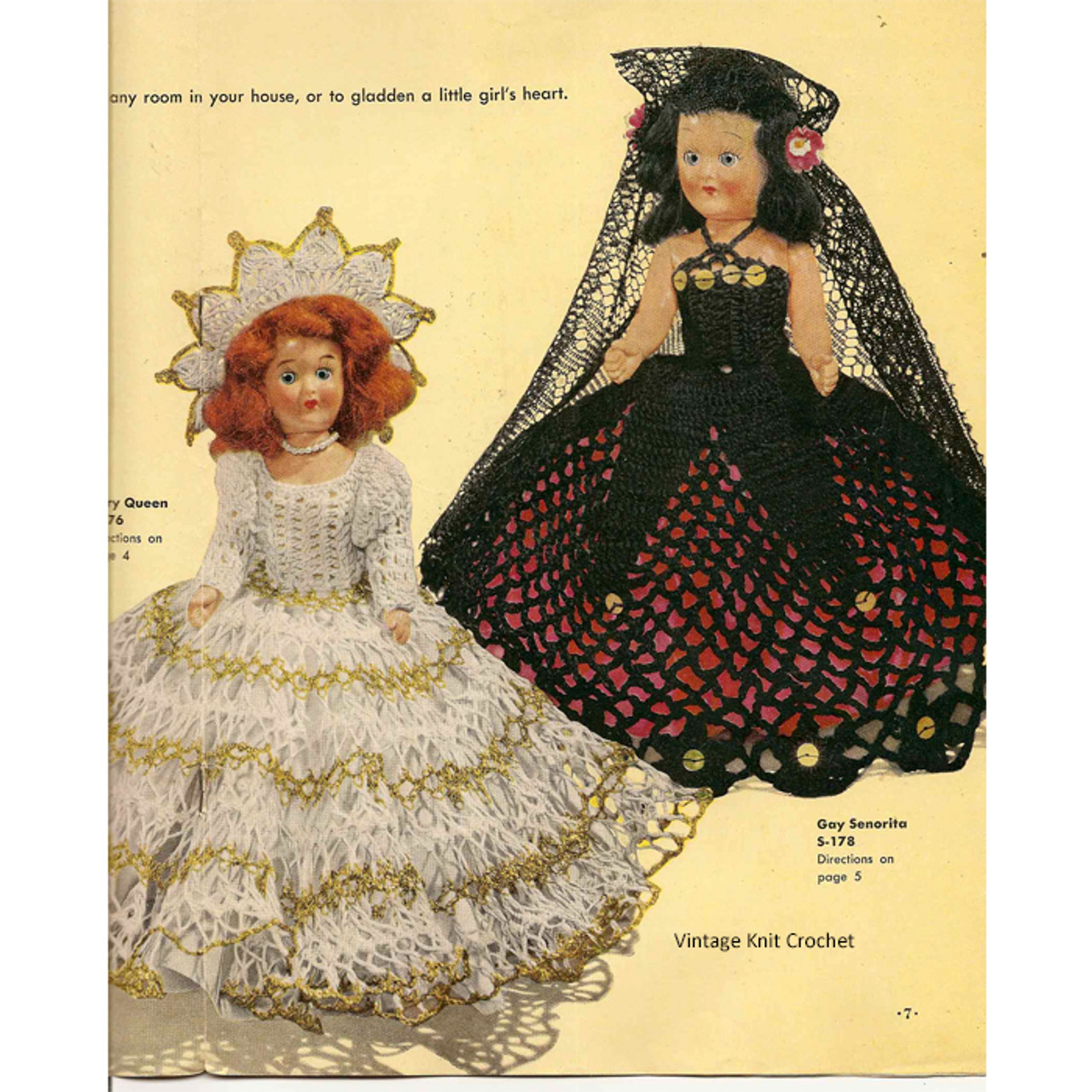 Fairy Queen Crochet Doll Dress Pattern, Vintage 1950s