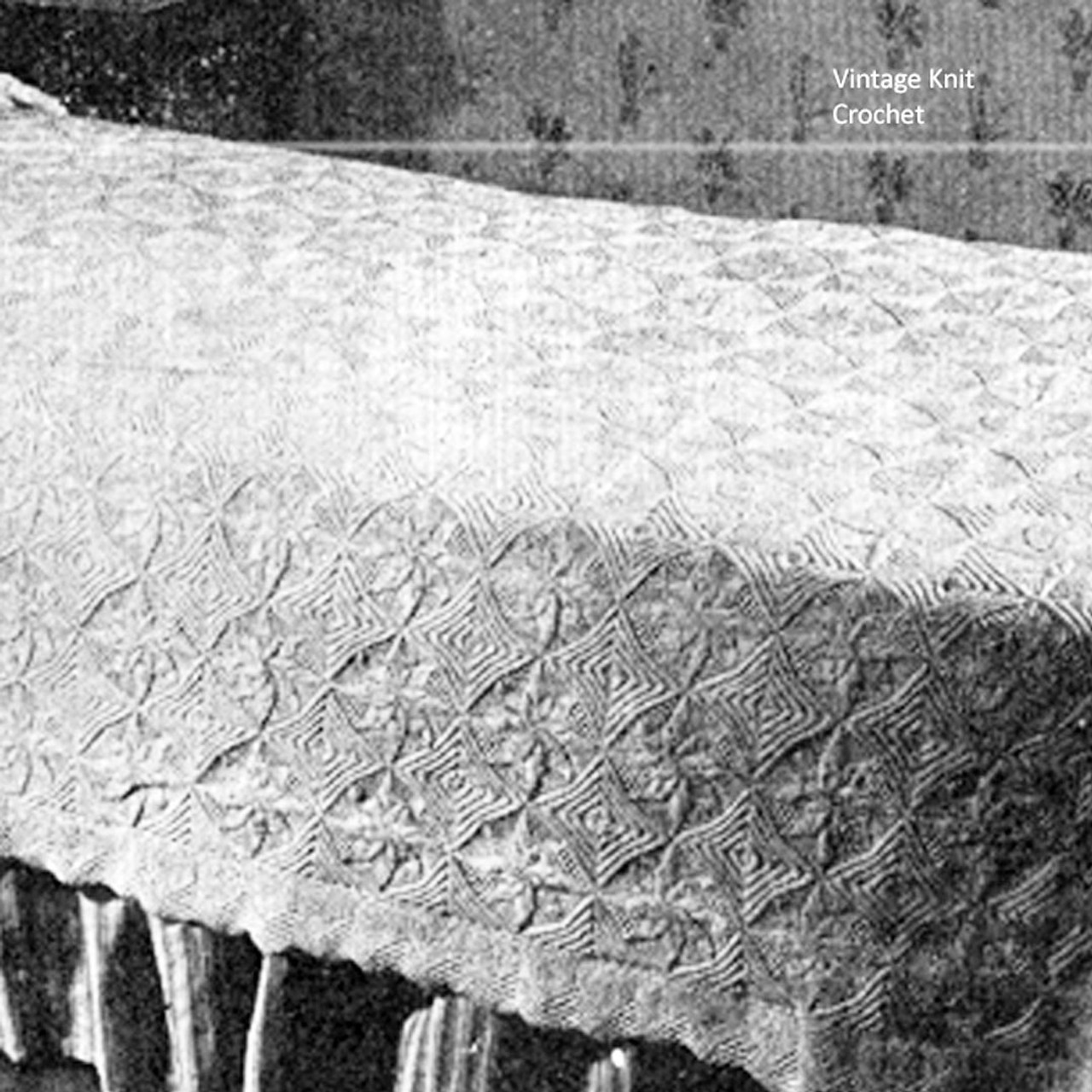 Knitted Pinwheel Bedspread Pattern, Vintage 1940s