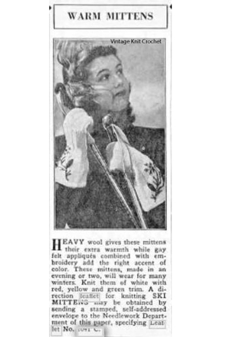 Leaflet 2041-C, Knitted Mittens, 1946 Advertisement
