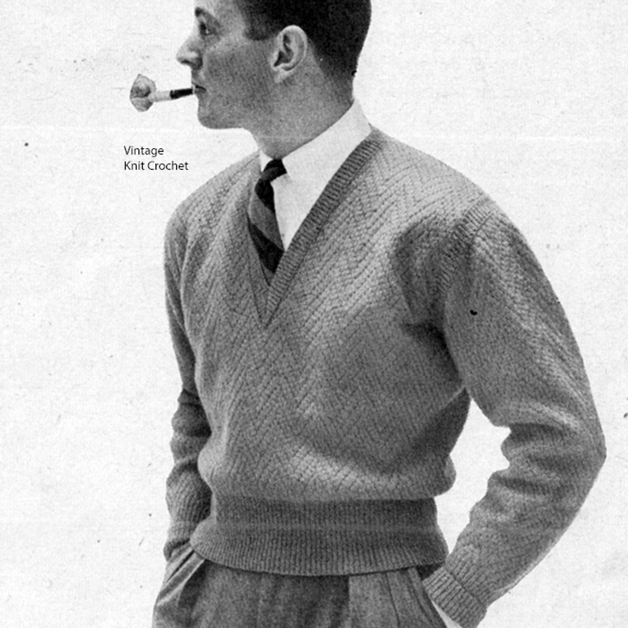 Vintage Mans Chevron Sweater Pattern