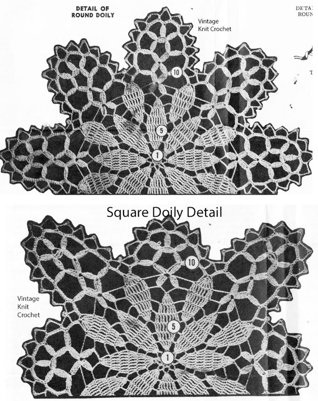 Round Square Crochet Daisy Doily Pattern Illustration, Alice Brooks 7021