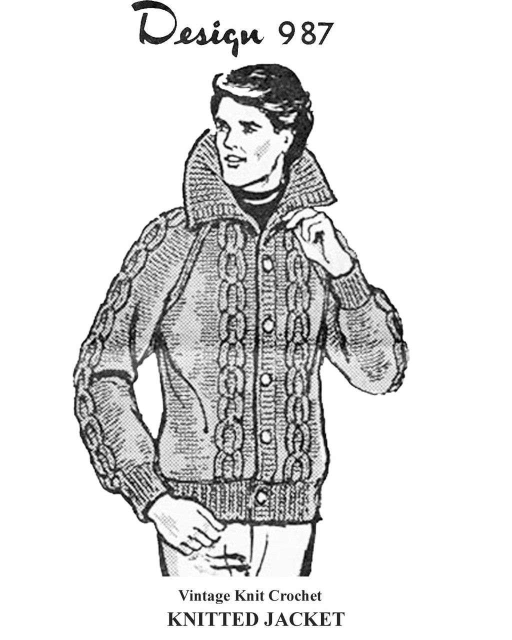 Mans Cable Jacket Knitting Pattern Design 987
