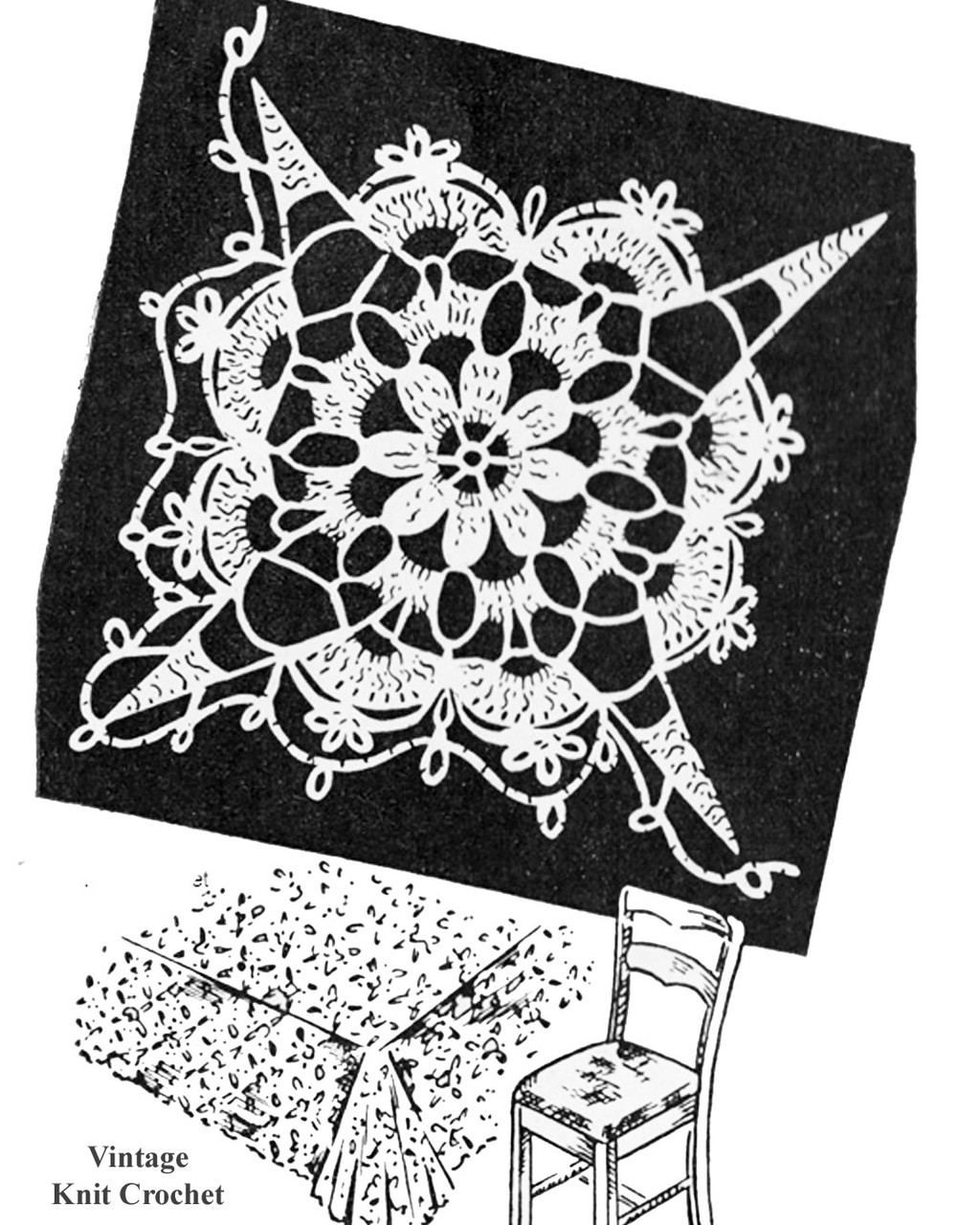 Crochet Flower Square Pattern for Tablecloth, Bedspread, Runner