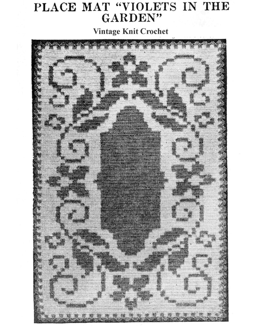 Filet Crochet Placemats Pattern, Violets in the Garden