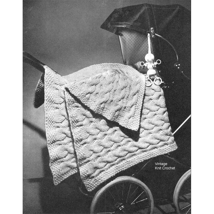Knitted Baby Blanket Pattern in Cable Stitch