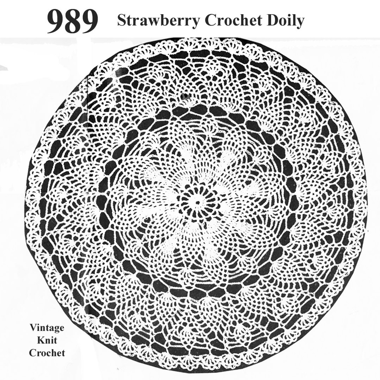 Vintage Crochet Strawberry Doily pattern Mail Order No 989 