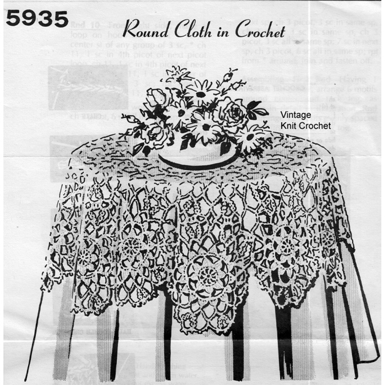 Design 5935, Crochet round tablecloth pattern 