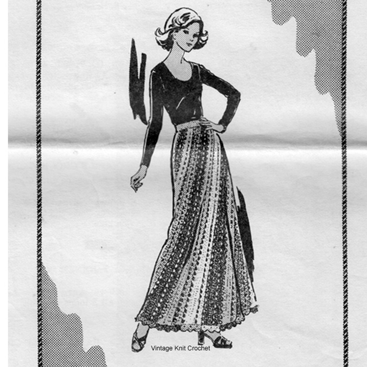 Mail Order Crochet Skirt Pattern, ankle length