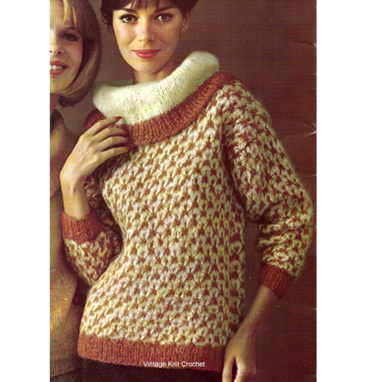 Knitted Cowl Neck Pullover Sweater Pattern