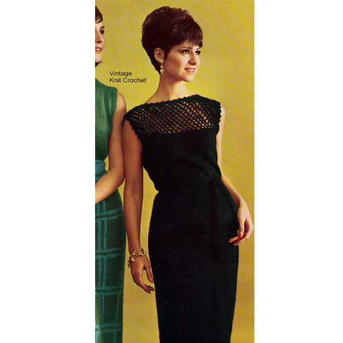 Mohair Dress Knitting Pattern, Cutwork Yoke Mohair Dress Knitting Pattern, Cutwork Yoke