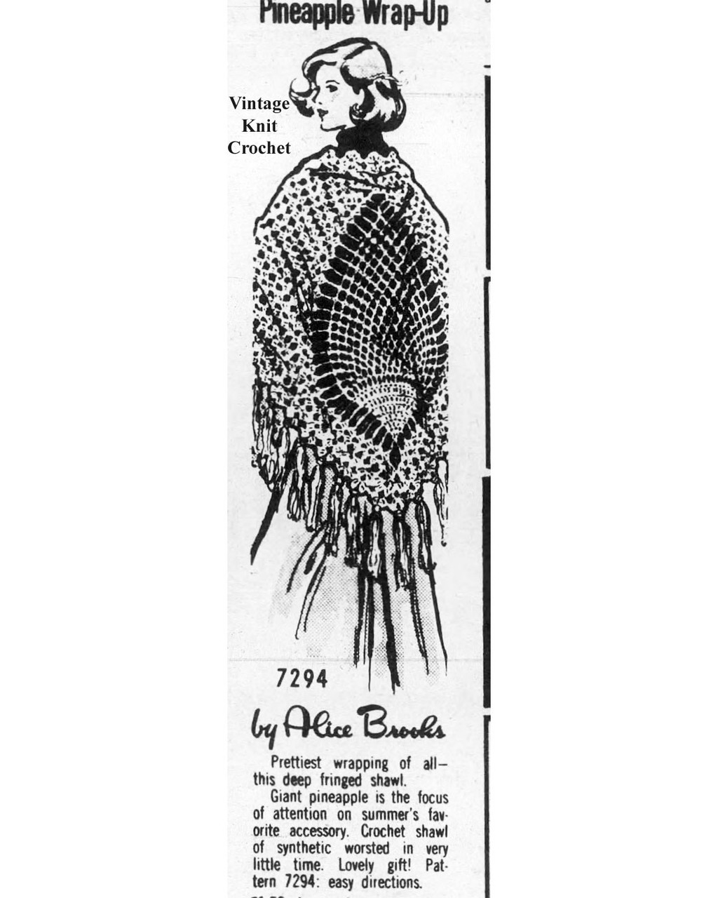 Mail Order Design 7294 Crocheted Shawl Newspaper Advertisement 
