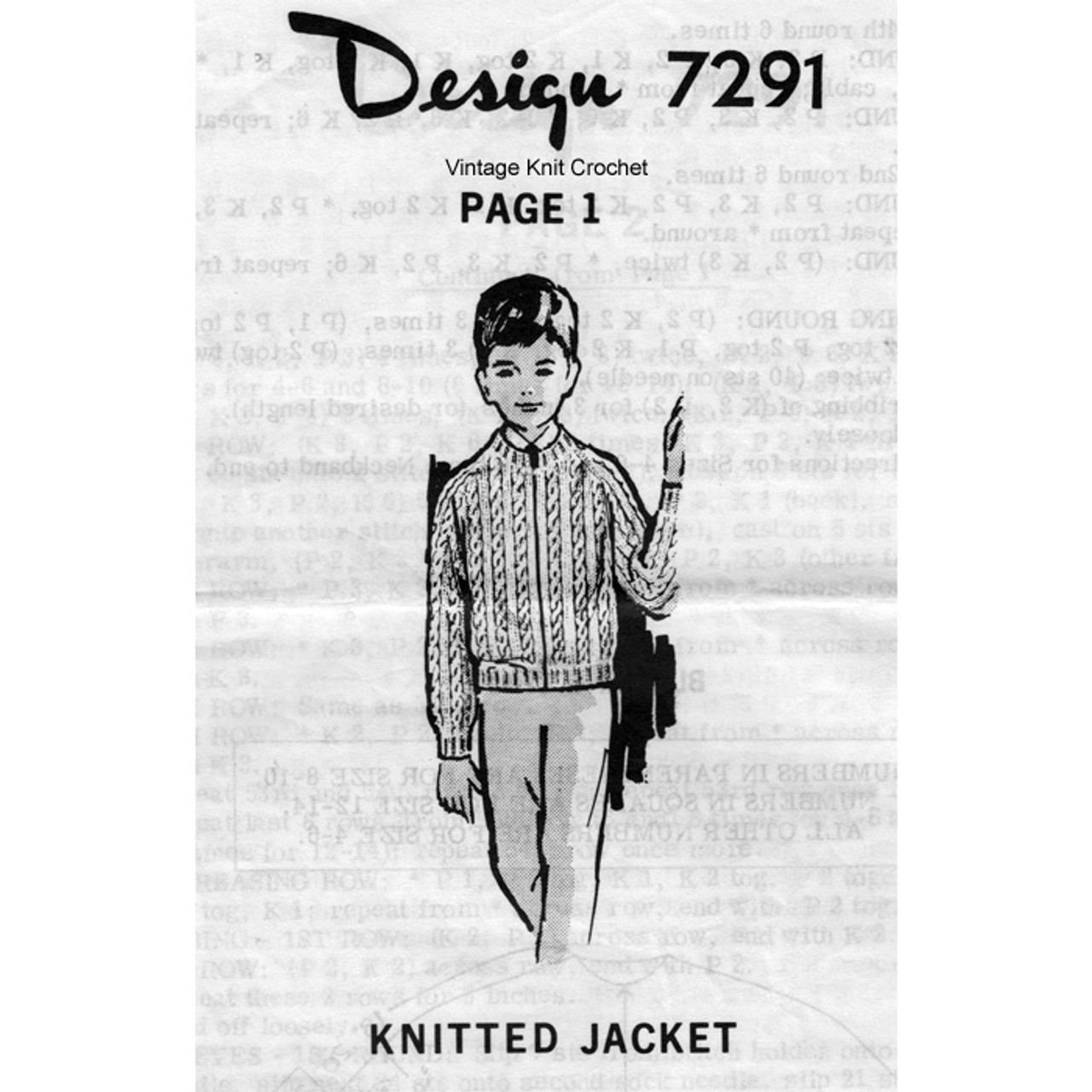 Alice Brooks 7291, Boys Cable Knit Jacket Pattern