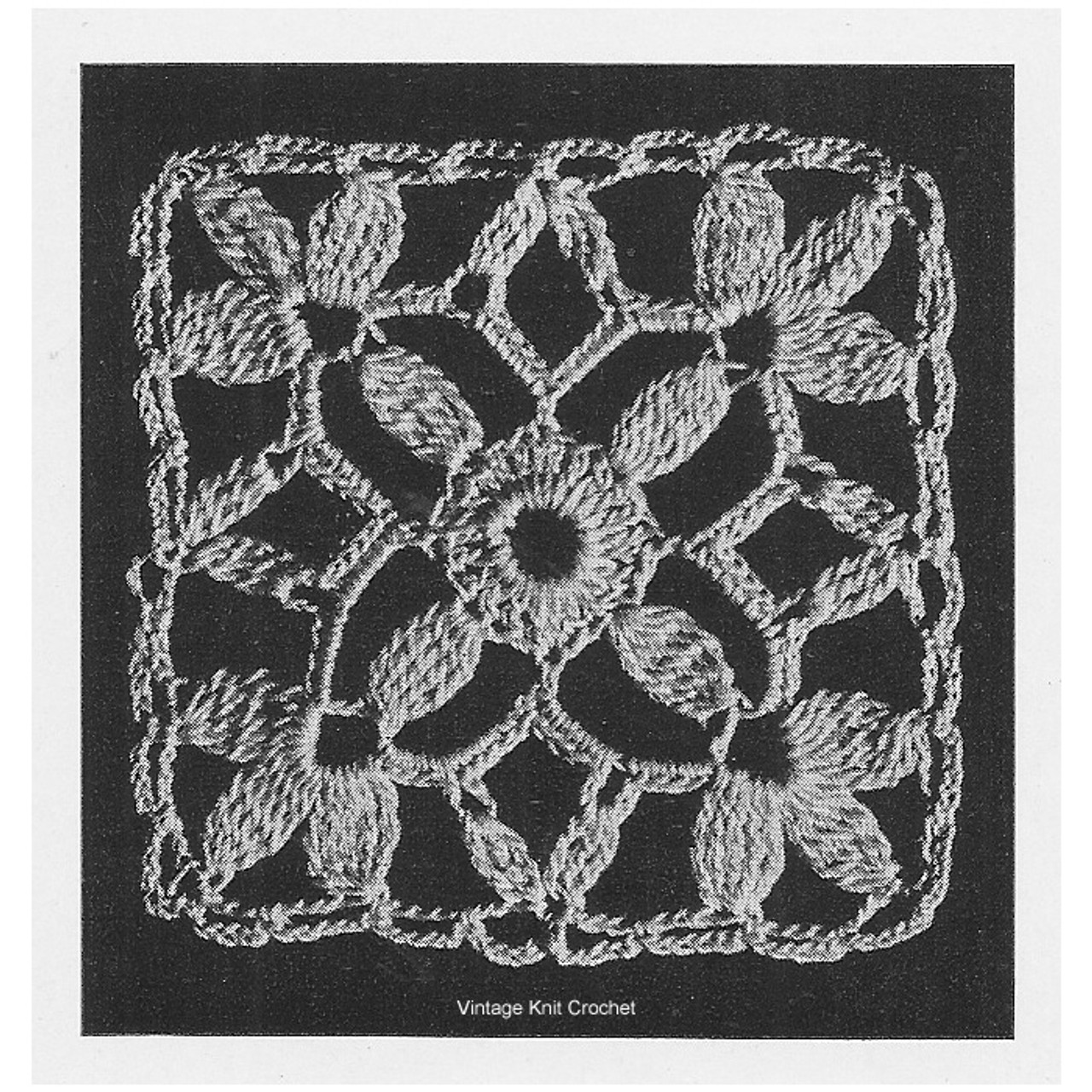 No 7743, Crocheted Flower Medallion Illustration