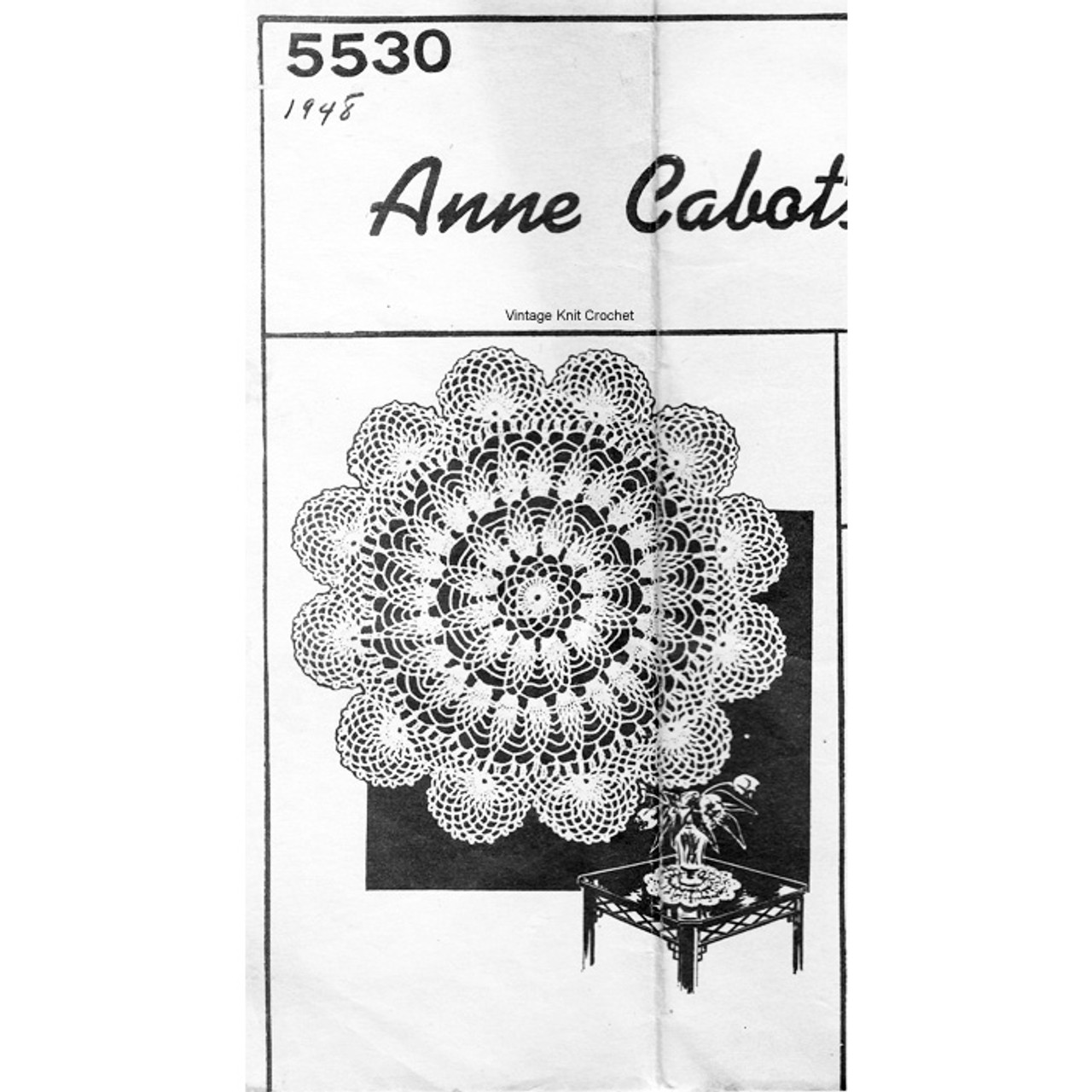 Anne Cabot 5530, Crochet Pineapple Doily Pattern 