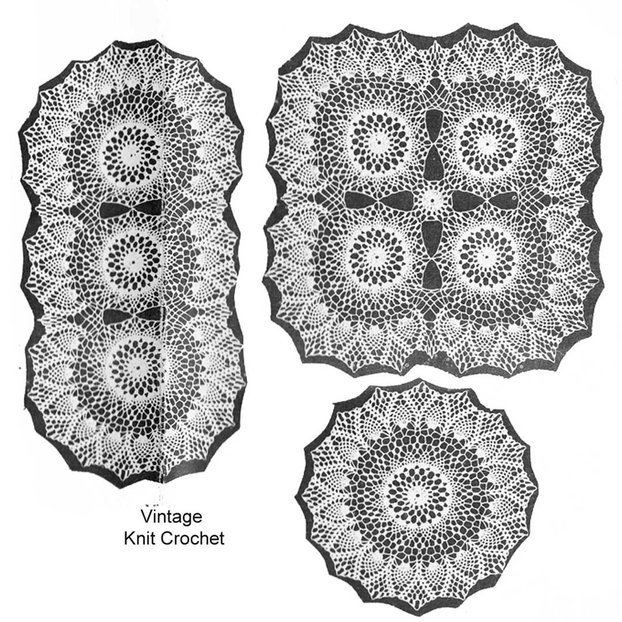 Medallion Crochet Pineapple Doilies Pattern, Martha Madison 335