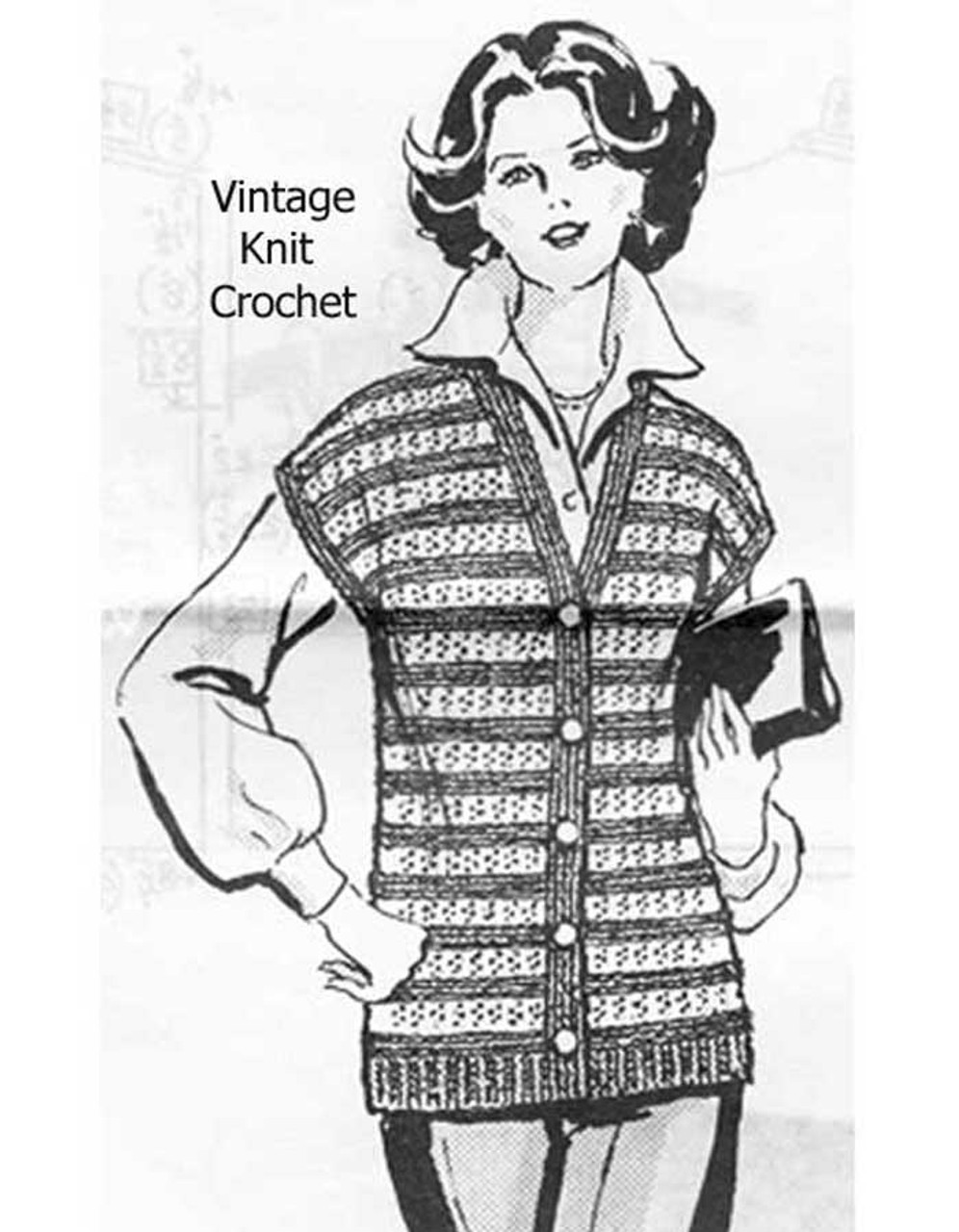 Stripe Sleeveless Jacket Knitting Pattern, Design 7514