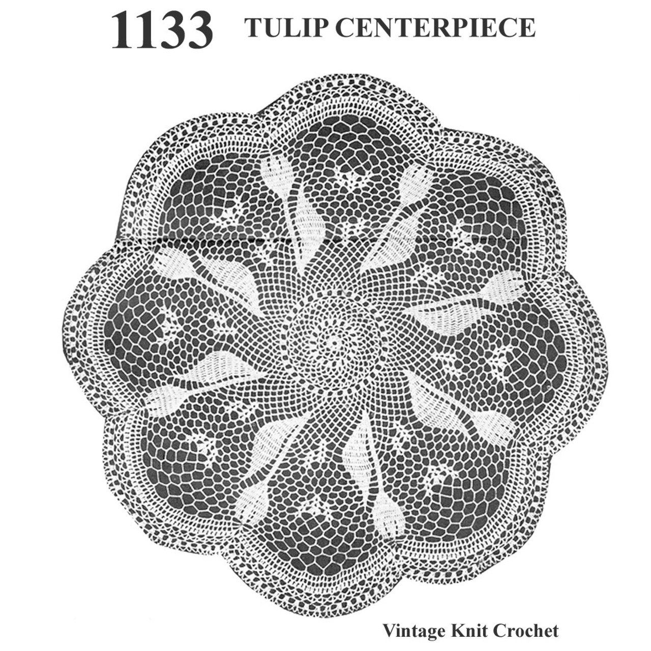 Crochet Tulip Centerpiece Doily Pattern, Martha Madison No 1133