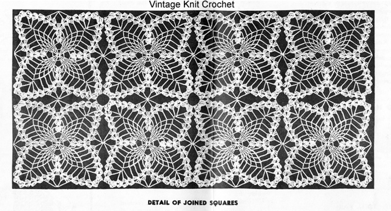 Diagram of joined crochet pineapple squares 