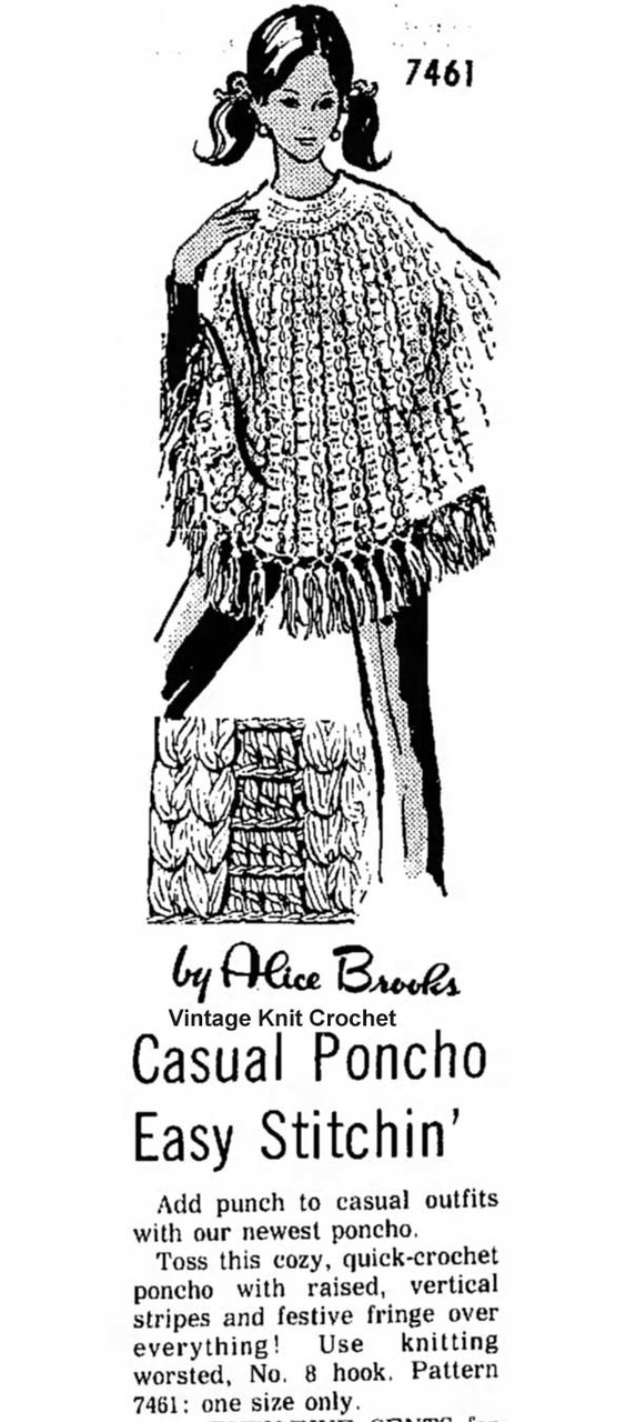 Alice Brooks 7461 Crochet Poncho Newspaper Advertisement