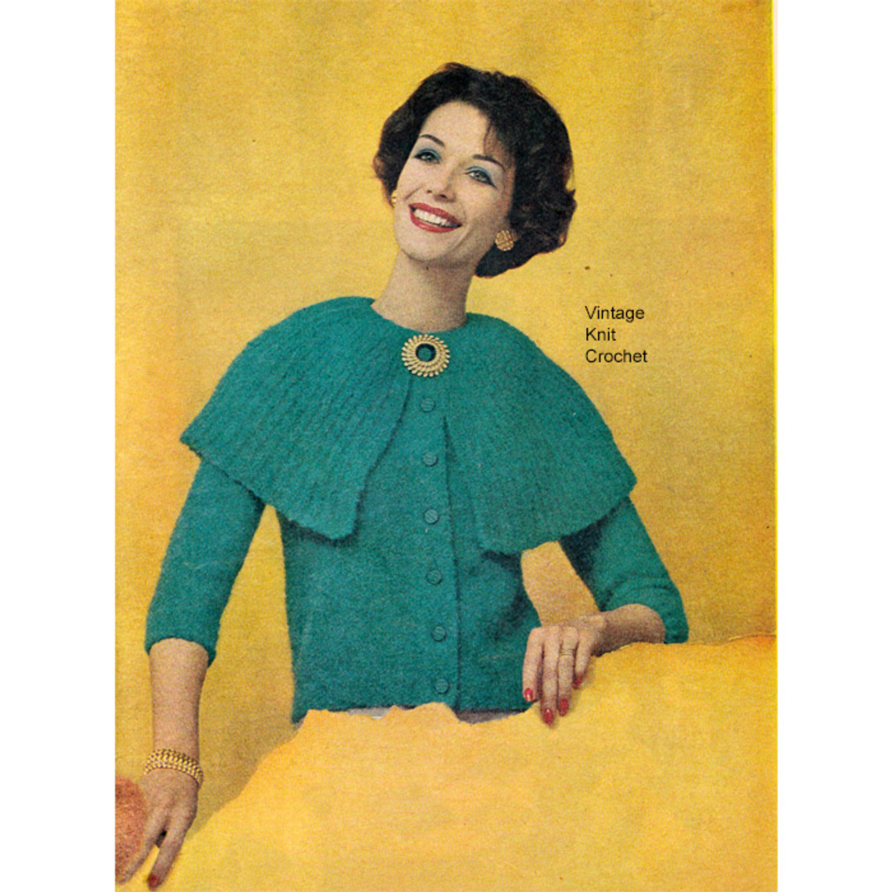 Vintage Knitted Cardigan, Cape Collar