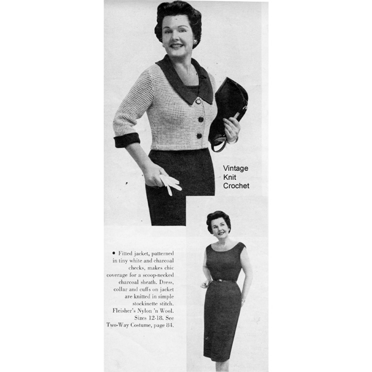 Knitted Straight Dress Pattern, cropped jacket