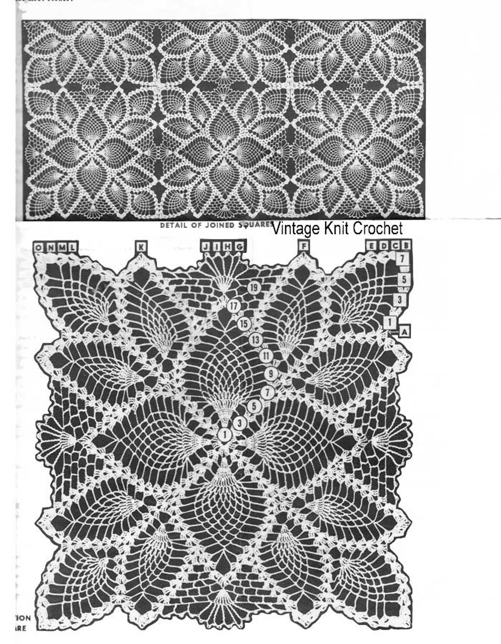 Pineapple Square Pattern Stitch Illustration for Design 7446