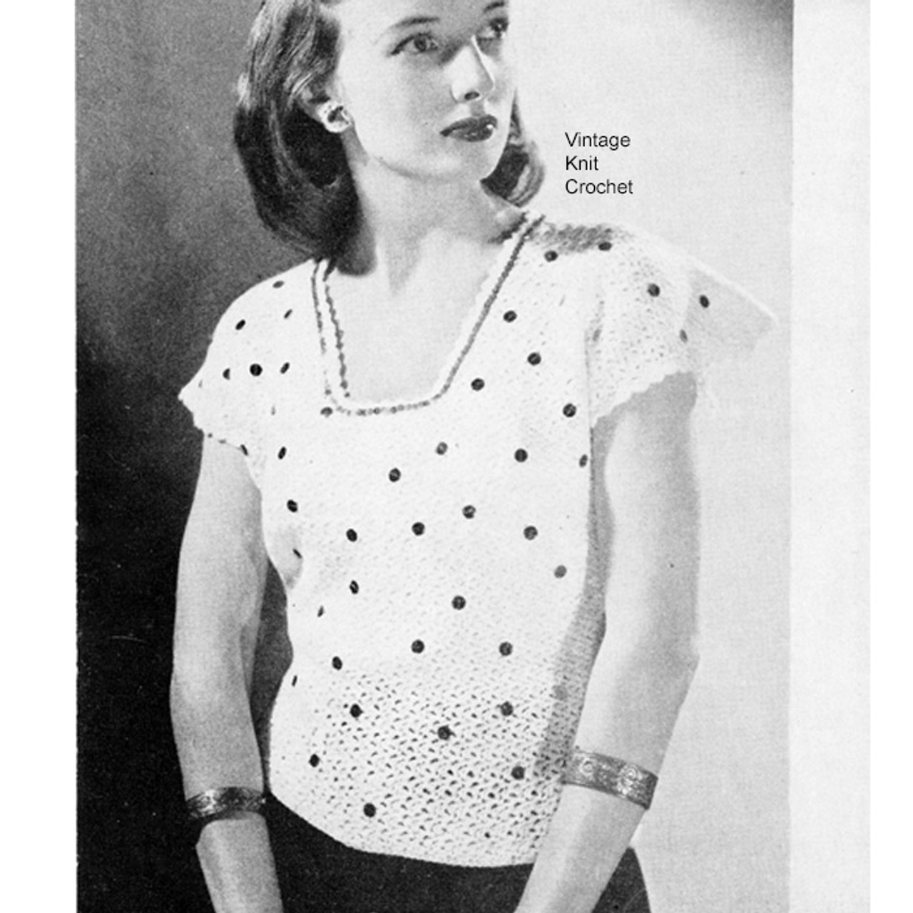 Vintage Crochet Polka Dot Blouse pattern 