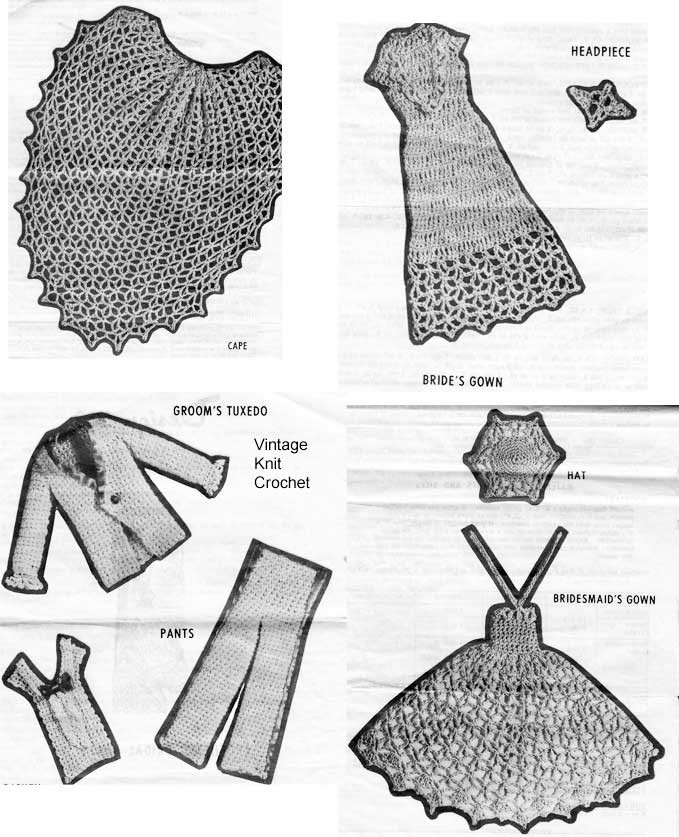 Crochet Barbie Doll Wedding Clothes, Bridal Outfits, Mail Order 563, Laura Wheeler Crochet Barbie Doll Wedding Clothes, Bridal Outfits, Mail Order 563, Laura Wheeler