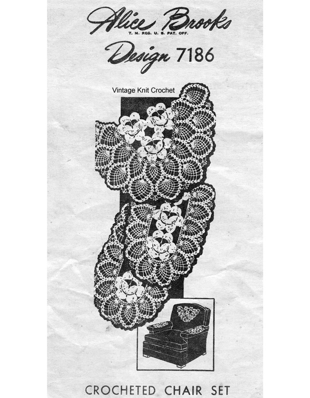 Pineapple Rose Crochet Chair Doily Pattern Design 7186