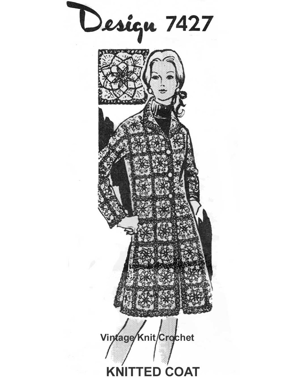 black granny square coat