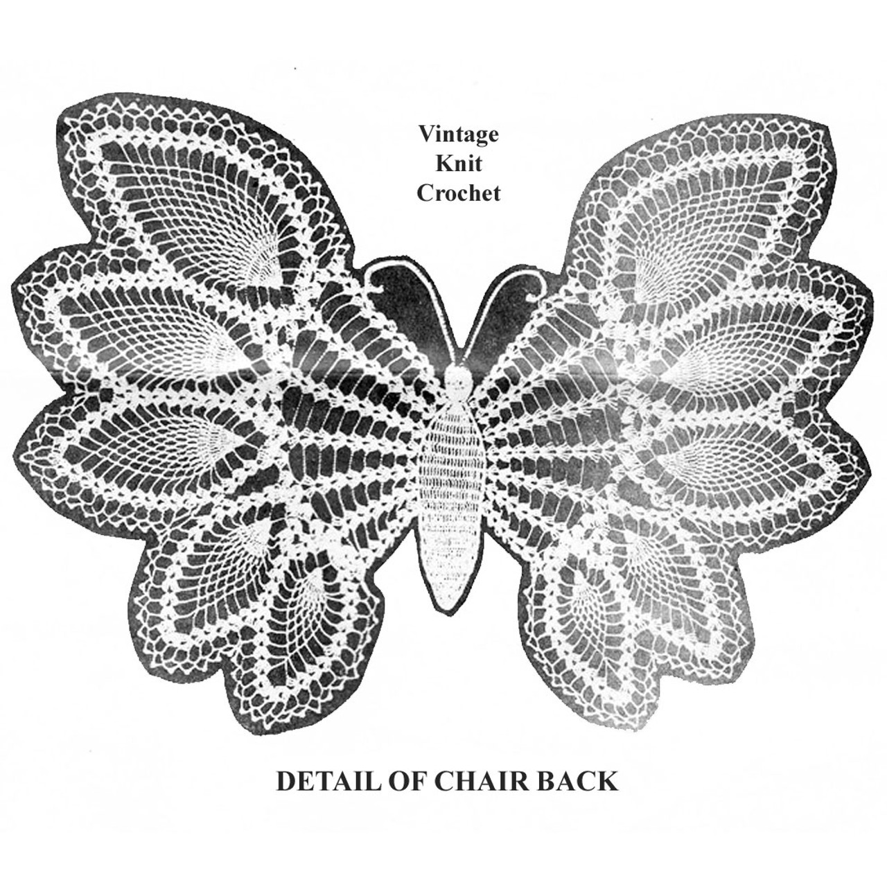 Vintage Butterfly Crochet Pattern Stitch Illustration Design 7746