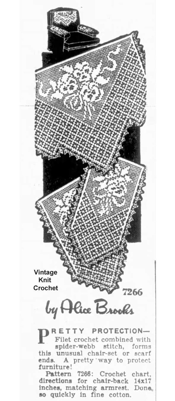 Alice Brooks 7266 Filet Crochet Chair Set Newspaper Advertisement