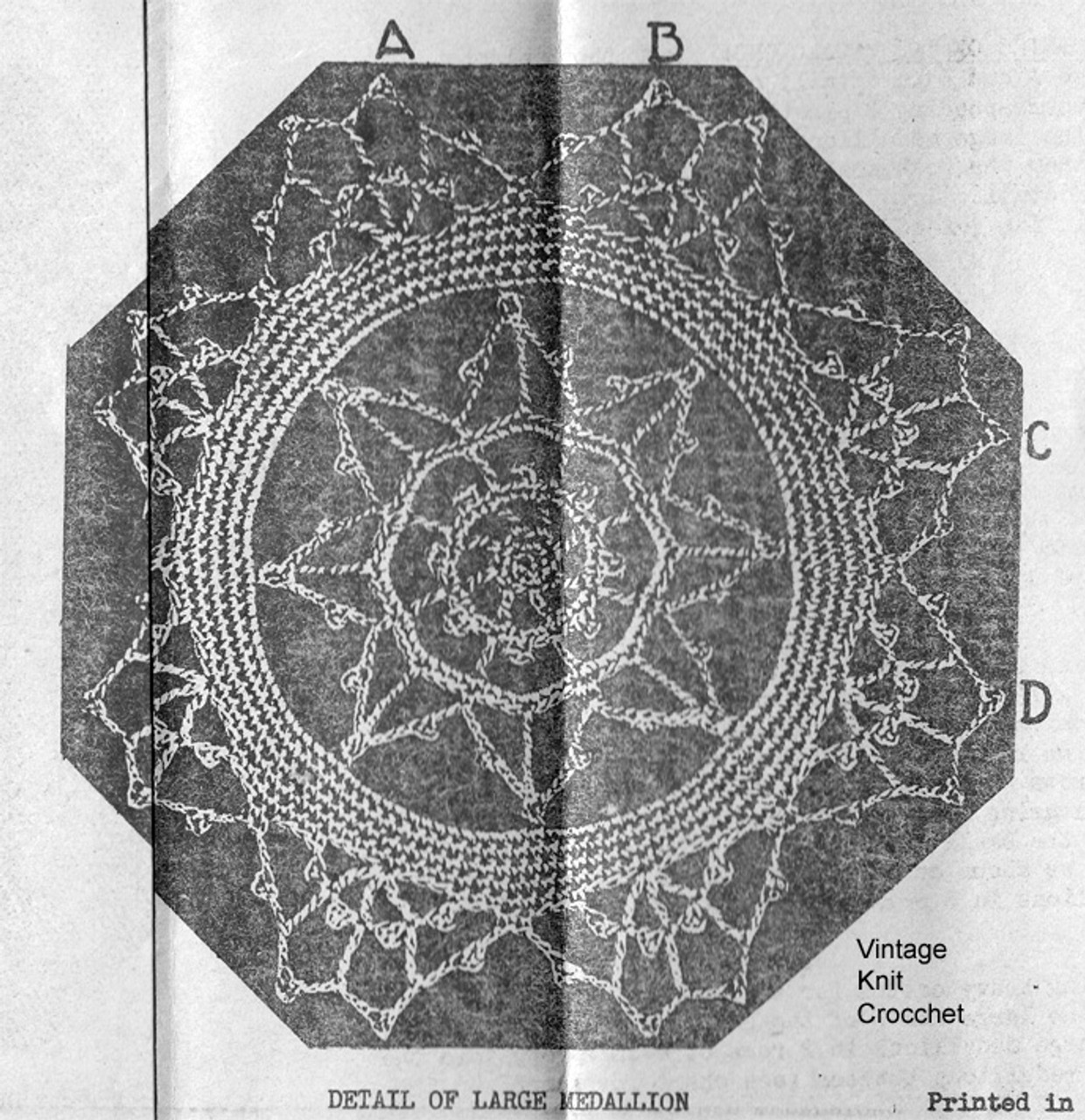 Crocheted Lace Medallion Pattern Stitch Illustration, Laura Wheeler 1676