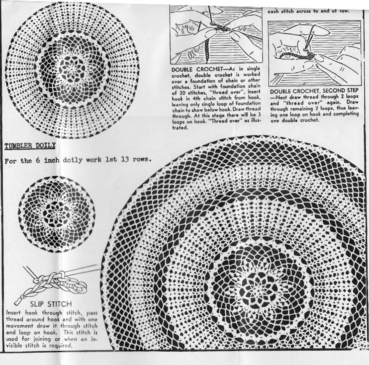 Crochet Three in One Doily Set Pattern, Anne Cabot 5582