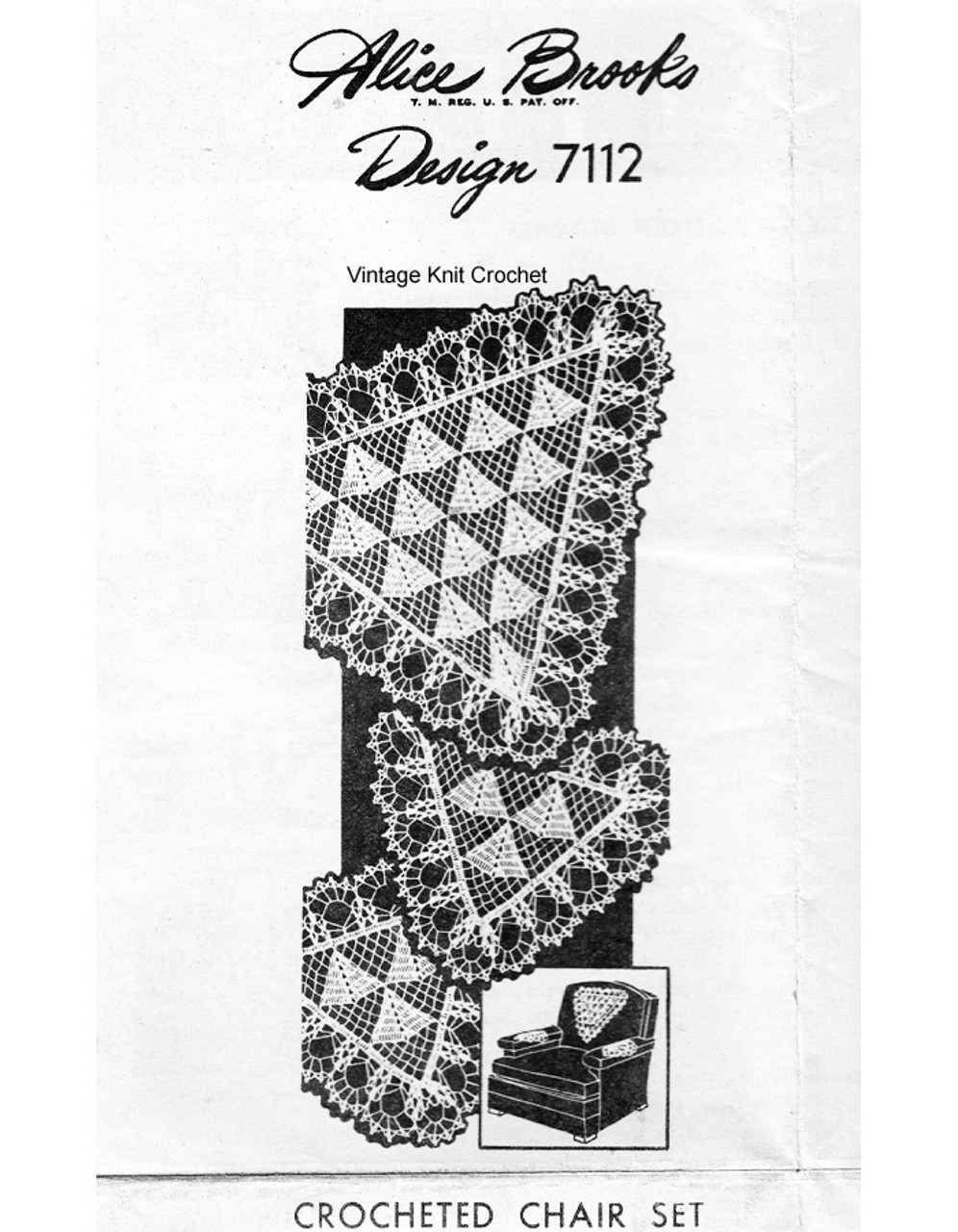 Triangle Crochet Chair Set Pattern, Mail Order 7112