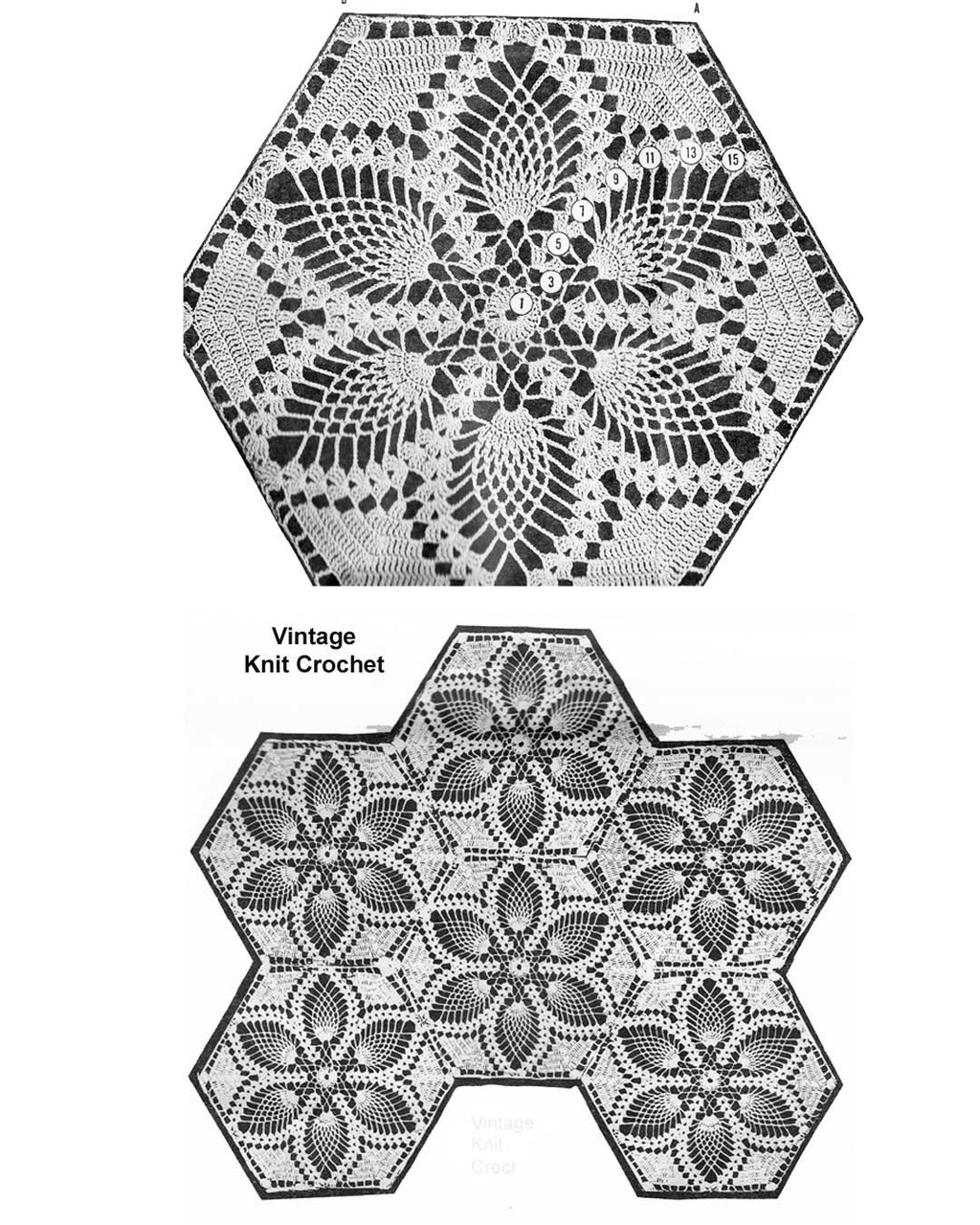 Hexagon Crochet Medallion Pattern Illustration 