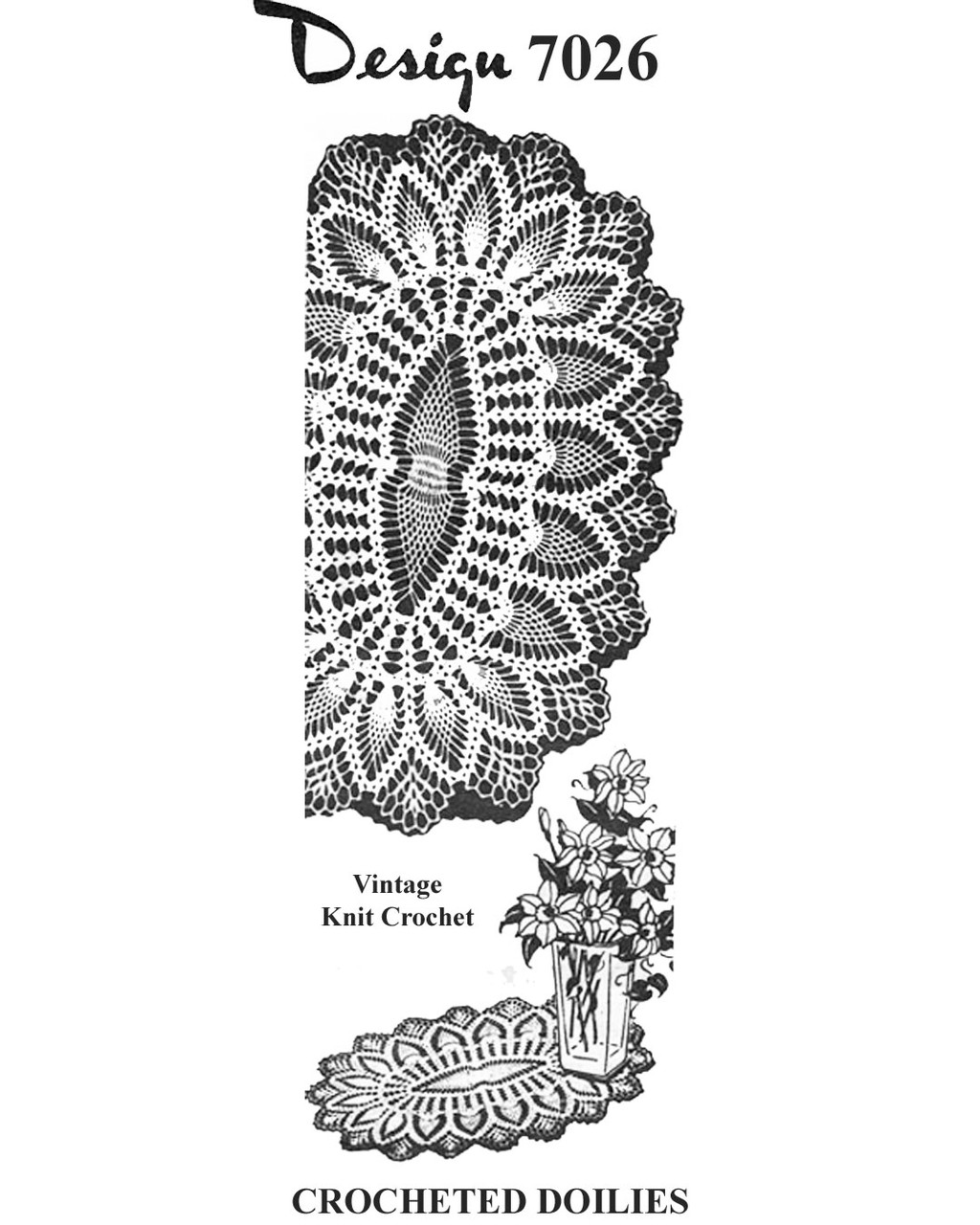 Oval Crochet Doilies Pattern Mail Order Design 7026