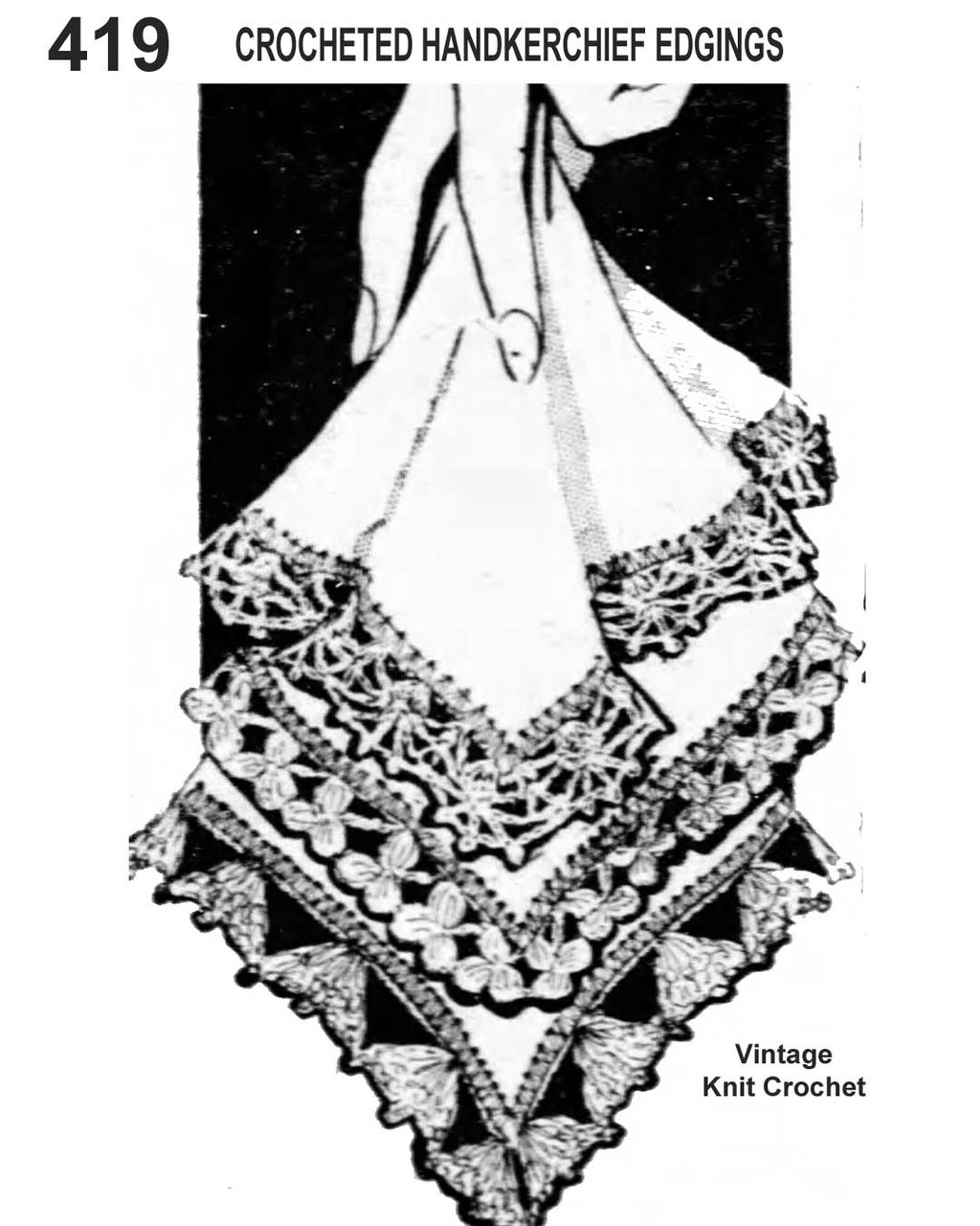 Vintage Crochet Edging Pattern, Pineapple Cover Design 419
