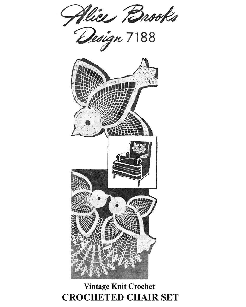 Bluebird Chair Doily Crochet Pattern Design 7188