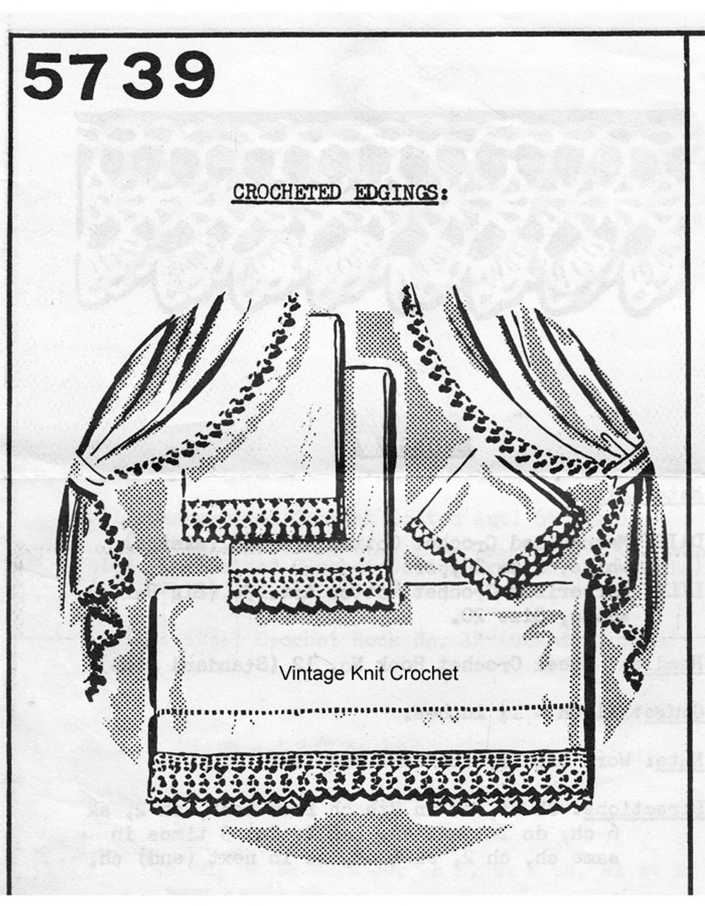 Four Crocheted Edging Pattern, Mail Order 5739