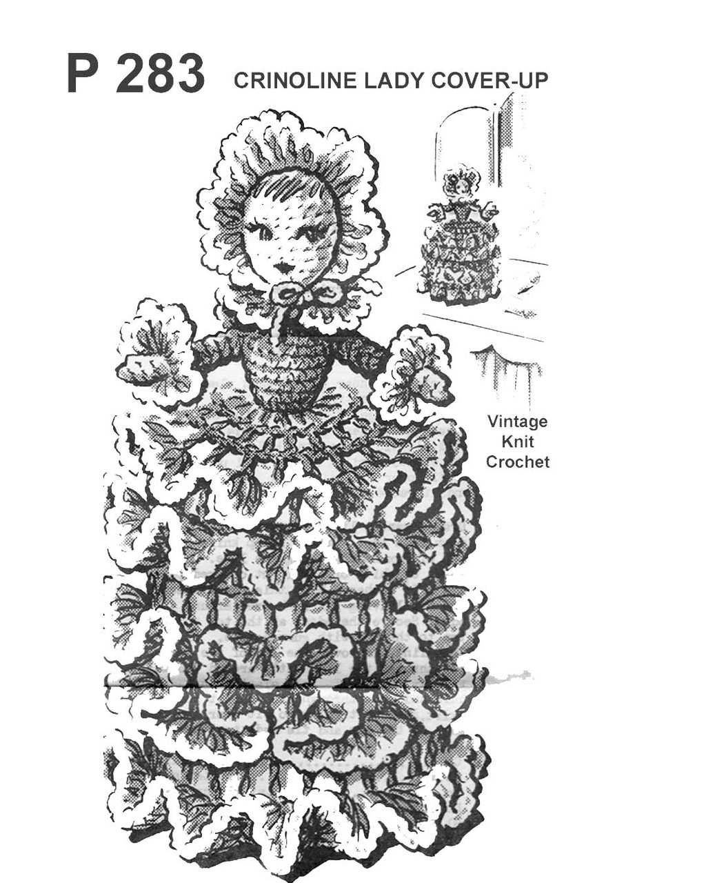 Crochet Toilet Paper Cover, Crinoline Lady, Anne Cabot P-283