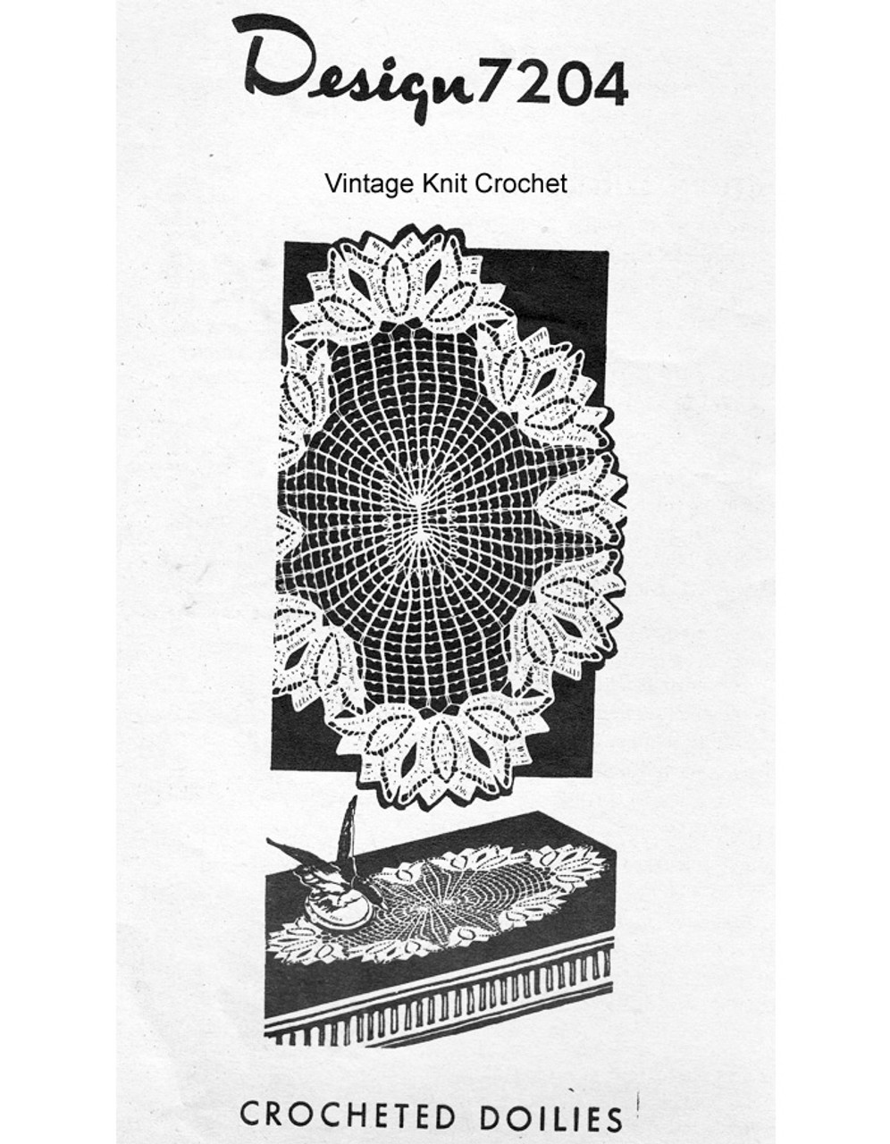 Tulip Crochet Doily pattern in picot mesh, Mail Order 7204